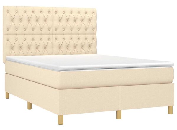 Box spring postel s matrací a LED krémová 140x190 cm textil 3135674