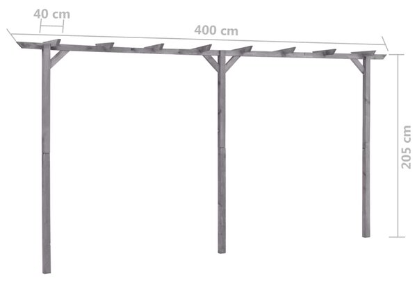 Zahradní pergola šedá 400 x 40 x 205 cm impregnovaná borovice 313568