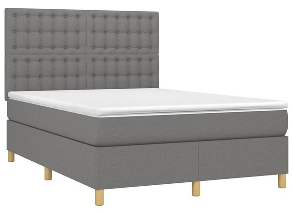 Box spring postel s matrací a LED tmavě šedá 140x200 cm textil 3135758
