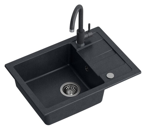 Černý kuchyňský granitový dřez QUADRON GO- SMART + BATERIE