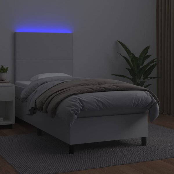 Box spring postel s matrací a LED bílá 80 x 200 cm umělá kůže 3135790