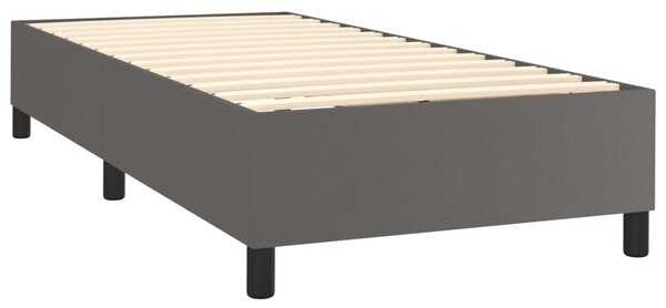 Box spring postel s matrací a LED šedá 90x190 cm umělá kůže 3135919