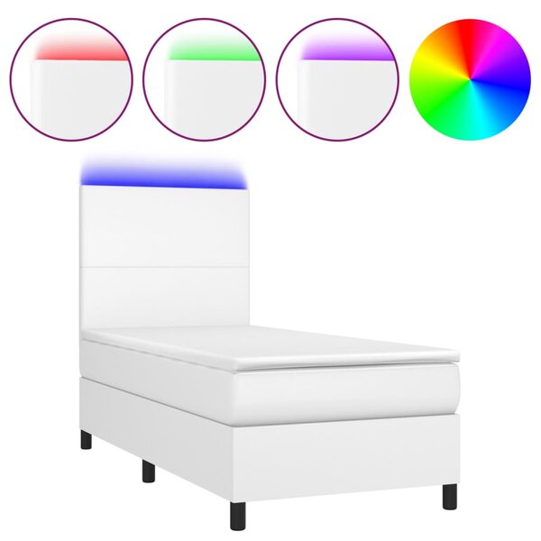 Box spring postel s matrací a LED bílá 80 x 200 cm umělá kůže 3135790