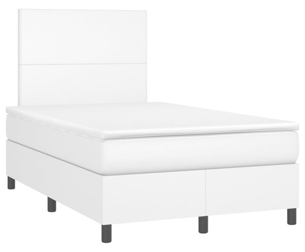 Box spring postel s matrací a LED bílá 120 x 190 cm umělá kůže 3270282