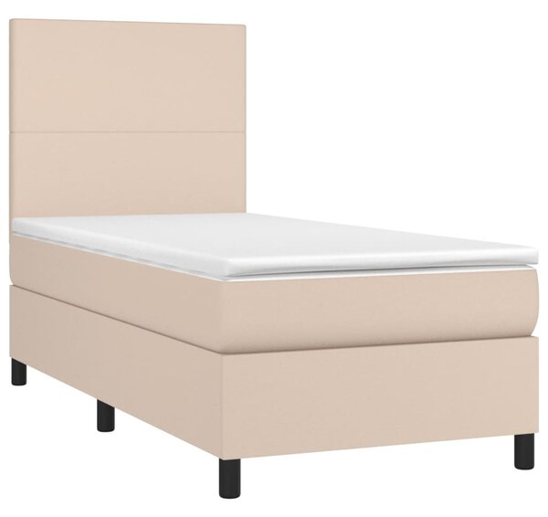 Box spring postel matrace a LED cappuccino 90x190 cm umělá kůže 3135800