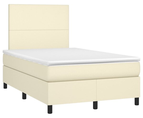 Box spring postel s matrací a LED krémová 120x200 cm umělá kůže 3135815