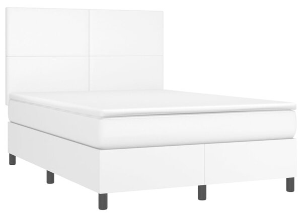 Box spring postel s matrací bílá 140 x 190 cm umělá kůže 3142720