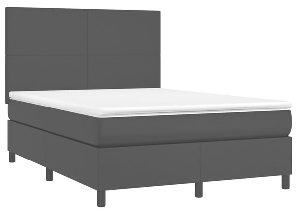 Box spring postel s matrací a LED černá 140 x 190 cm umělá kůže 3135819