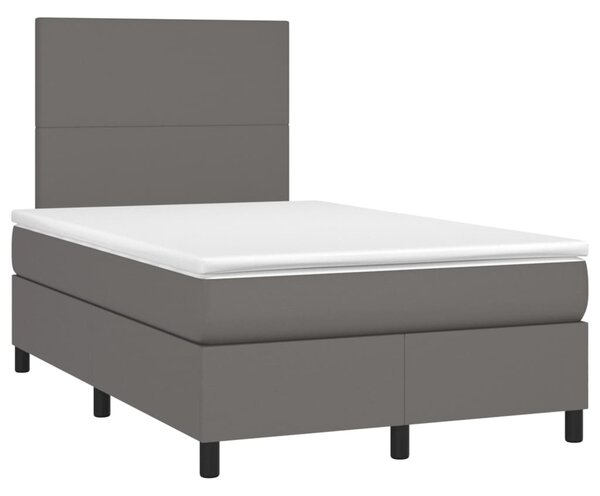 Box spring postel s matrací a LED šedá 120x200 cm umělá kůže 3135817