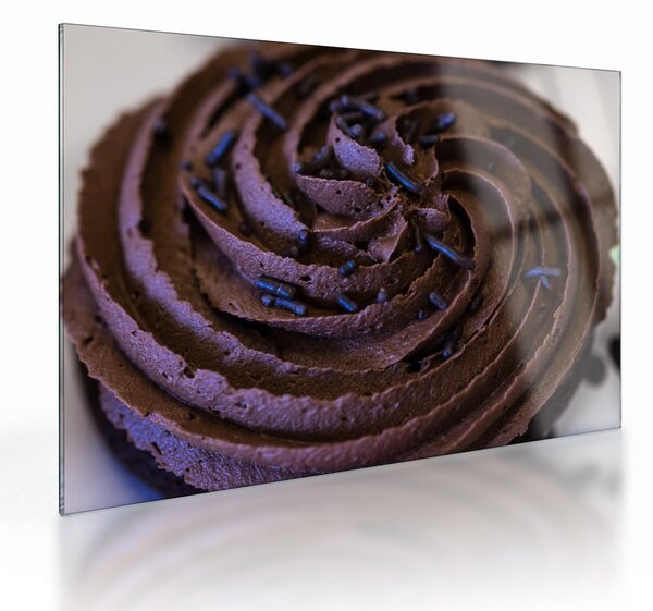 Skleněný obraz - Čokoládový cupcake (70x50 cm)