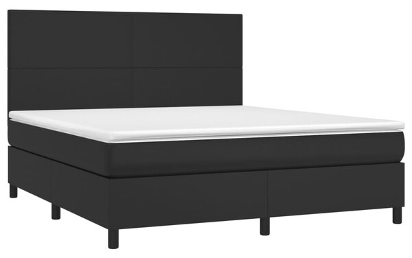 Box spring postel s matrací černá 160x200 cm umělá kůže 3142731