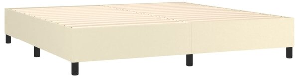 Box spring postel s matrací a LED krémová 200x200 cm umělá kůže 3135845