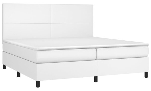 Box spring postel s matrací bílá 200x200 cm umělá kůže 3142744