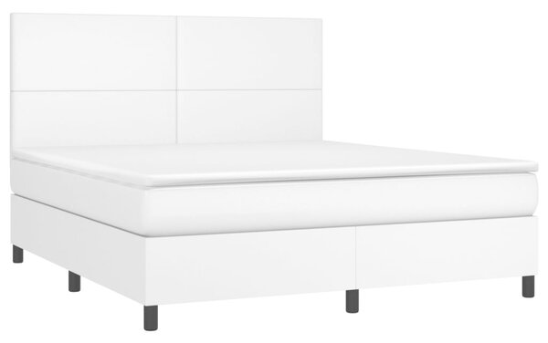 Box spring postel s matrací a LED bílá 160x200 cm umělá kůže 3135832