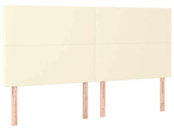 Box spring postel s matrací a LED krémová 200x200 cm umělá kůže 3135845