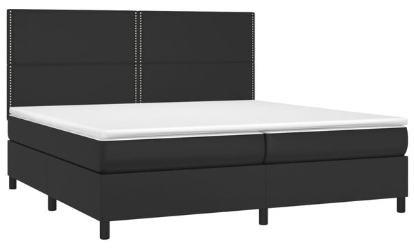 Box spring postel s matrací a LED černá 200x200 cm umělá kůže 3135903