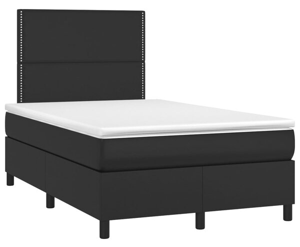 Box spring postel s matrací a LED černá 120x200 cm umělá kůže 3135873
