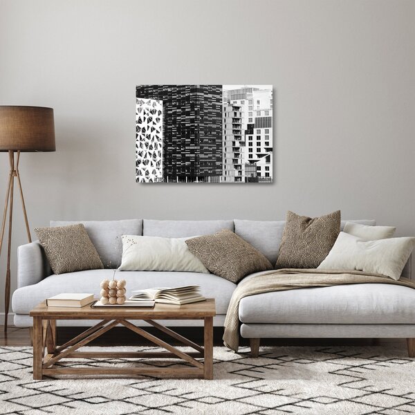 Skleněný obraz černobílé architektury (70x50 cm)