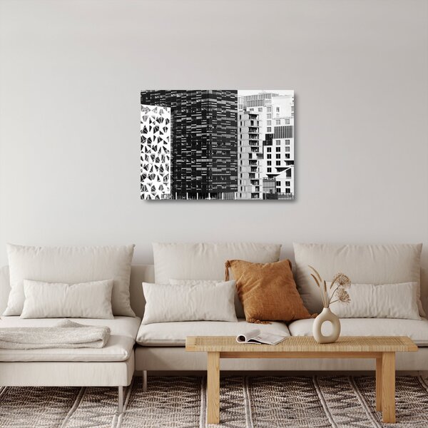Skleněný obraz černobílé architektury (70x50 cm)