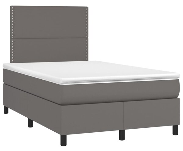 Box spring postel s matrací a LED šedá 120x200 cm umělá kůže 3135877