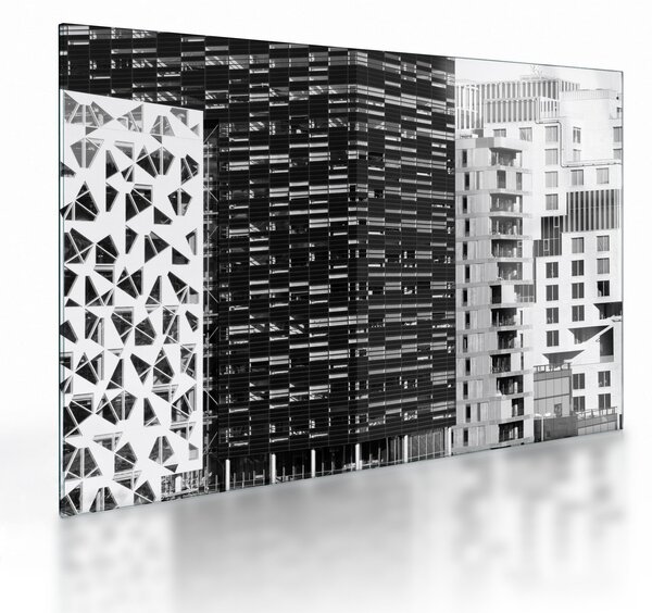 Skleněný obraz černobílé architektury (70x50 cm)