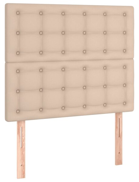 Box spring postel matrace a LED cappuccino 80x200 cm umělá kůže 3135914