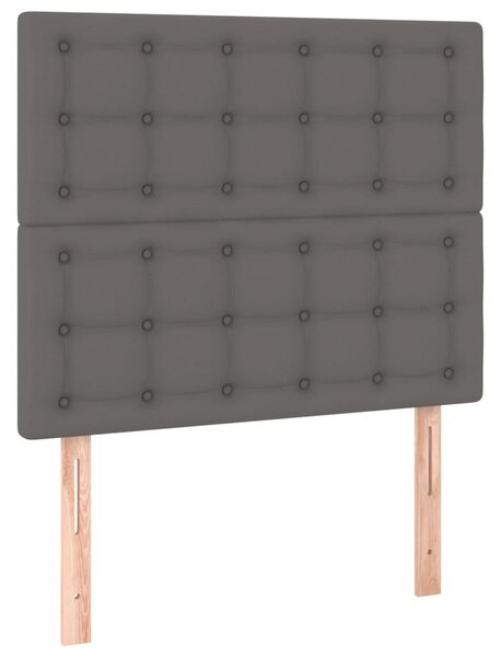 Box spring postel s matrací a LED šedá 90x190 cm umělá kůže 3135919