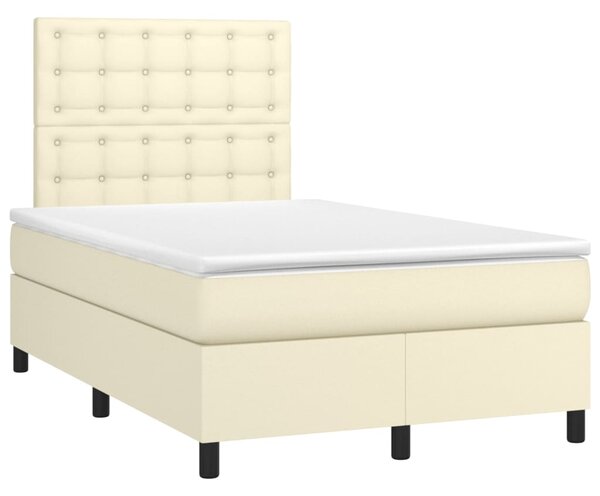 Box spring postel s matrací krémová 120x200 cm umělá kůže 3142835