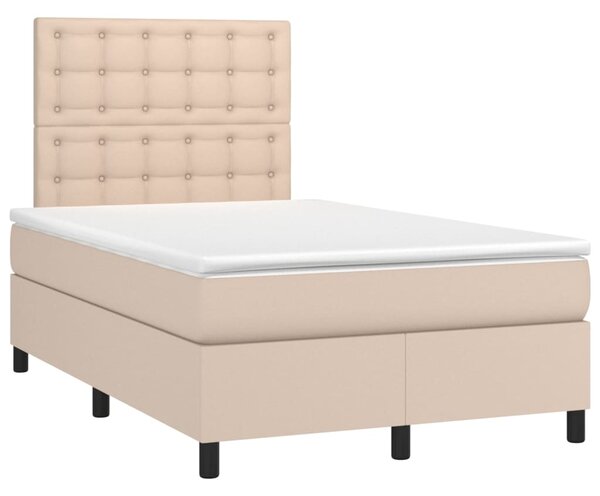 Box spring postel matrace a LED cappuccino 120x200cm umělá kůže 3135938