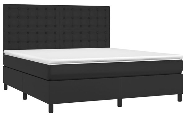 Box spring postel s matrací a LED černá 160x200 cm umělá kůže 3135951