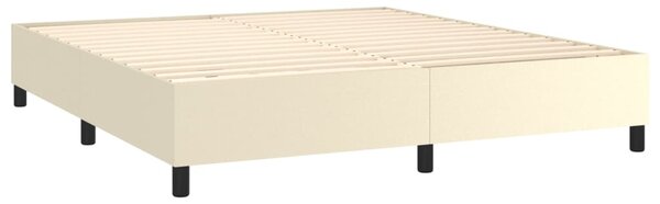 Box spring postel s matrací a LED krémová 160x200 cm umělá kůže 3135953