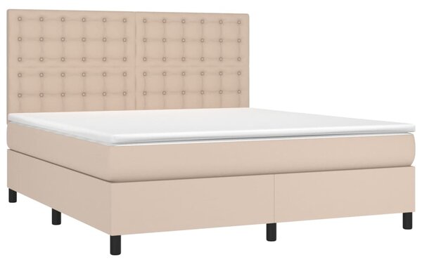 Box spring postel s matrací cappuccino 160x200 cm umělá kůže 3142856