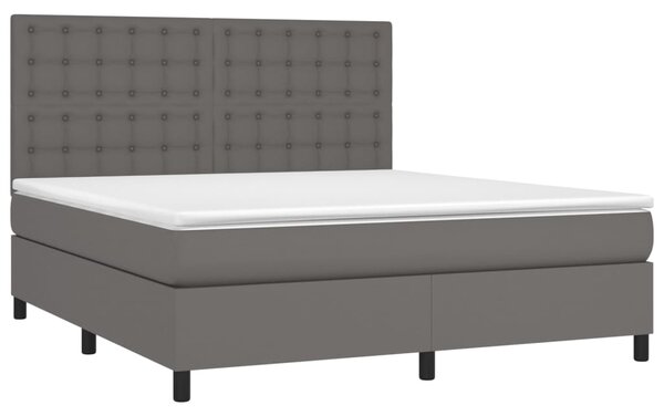 Box spring postel s matrací a LED šedá 160x200 cm umělá kůže 3135955