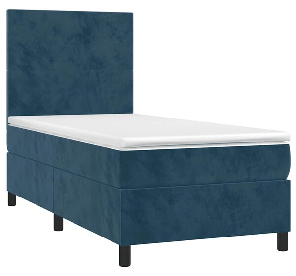 Box spring postel s matrací a LED tmavě modrá 80 x 200 cm samet 3135973