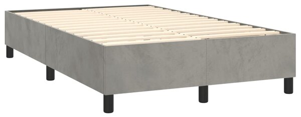 Box spring postel s matrací a LED světle šedá 120x200 cm samet 3135993