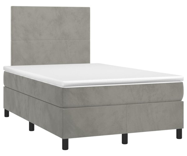 Box spring postel s matrací a LED světle šedá 120x200 cm samet 3135993