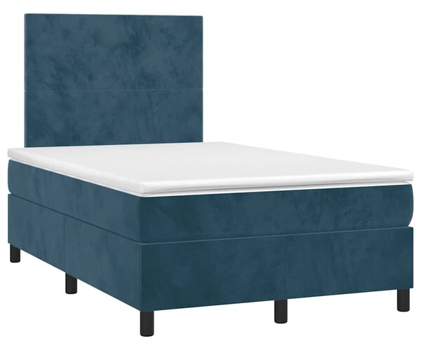 Box spring postel s matrací a LED tmavě modrá 120x200 cm samet 3135997
