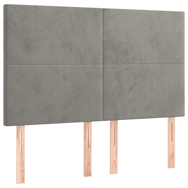 Box spring postel s matrací a LED světle šedá 140x190 cm samet 3135999