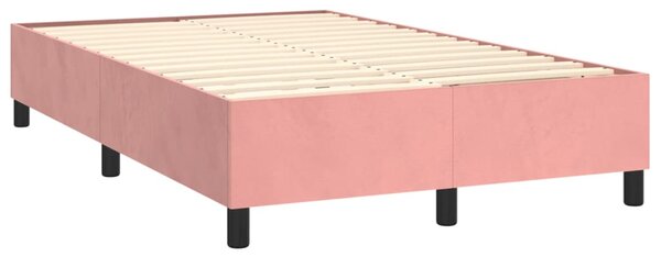 Box spring postel s matrací a LED růžová 120x200 cm samet 3135998