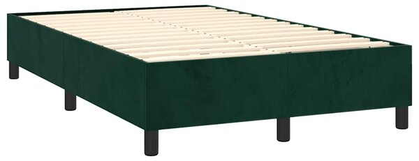 Box spring postel s matrací a LED tmavě zelená 120x200 cm samet 3135996