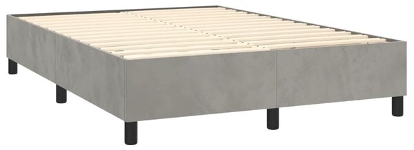 Box spring postel s matrací a LED světle šedá 140x190 cm samet 3135999