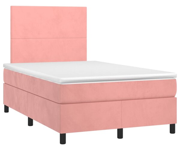Box spring postel s matrací a LED růžová 120x200 cm samet 3135998
