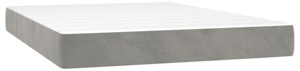 Box spring postel s matrací a LED světle šedá 140x190 cm samet 3135999