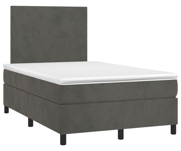 Box spring postel s matrací a LED tmavě šedá 120x200 cm samet 3135994
