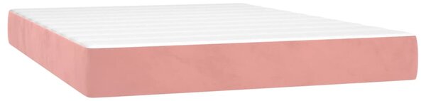 Box spring postel s matrací a LED růžová 140x190 cm samet 3136184