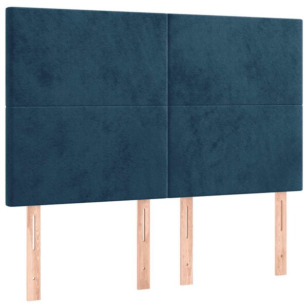 Box spring postel s matrací a LED tmavě modrá 140x190 cm samet 3136003