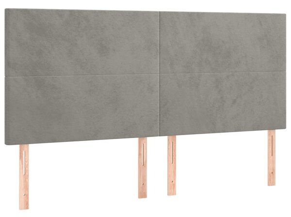 Box spring postel s matrací a LED světle šedá 160x200 cm samet 3136011