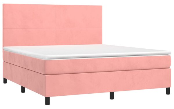 Box spring postel s matrací a LED růžová 160x200 cm samet 3136016