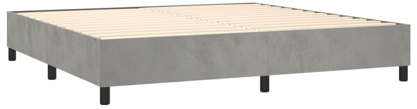 Box spring postel s matrací a LED světle šedá 200x200 cm samet 3136203
