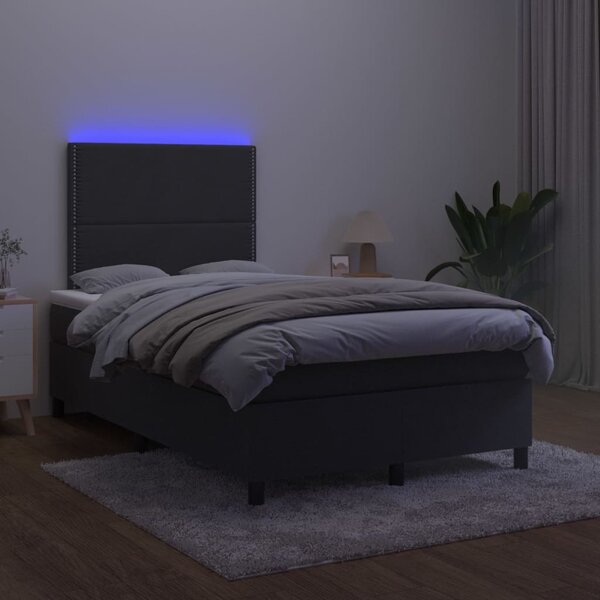 Box spring postel s matrací a LED černá 120x200 cm samet 3136055